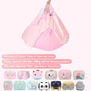 Inner Liner for Stuffed Animal Storage Cover, Bean Bag Replacement Cover for Beanbag Chair Easy Cleaning (No Beans) Large Size/Pink