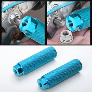 Amotor Bike Pegs Aluminum Alloy Anti-Skid Lead Foot Bicycle Pegs BMX Pegs for Mountain Bike Cycling Rear Stunt Pegs Fit 3/8 inch Axles (Sky-Blue)