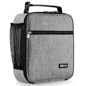 lunch box insulated lunch bag - durable small lunch bag reusable adults tote bag lunch box for adult men women (light gray)