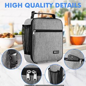 Lunch Box Insulated Lunch Bag - Durable Small Lunch Bag Reusable Adults Tote Bag Lunch Box for Adult Men Women (Light Gray)