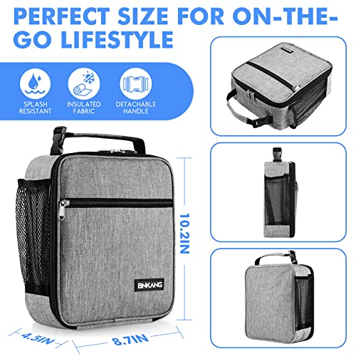 Lunch Box Insulated Lunch Bag - Durable Small Lunch Bag Reusable Adults Tote Bag Lunch Box for Adult Men Women (Light Gray)