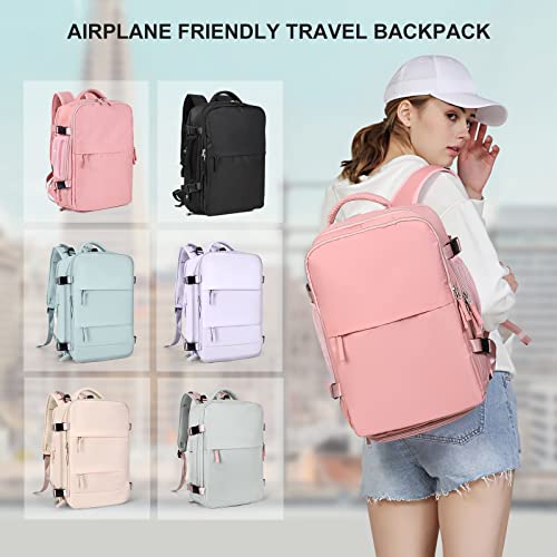 coowoz Travel Backpack For Women Men Airline Approved,Pink Carry On Backpack,Large Hiking Backpack Waterproof Outdoor Sports Rucksack Casual Daypack Fit 15.6 Inch Laptop Backpack College Backpack