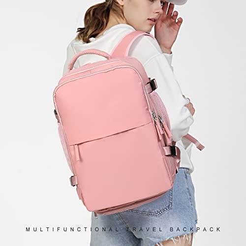 coowoz Travel Backpack For Women Men Airline Approved,Pink Carry On Backpack,Large Hiking Backpack Waterproof Outdoor Sports Rucksack Casual Daypack Fit 15.6 Inch Laptop Backpack College Backpack