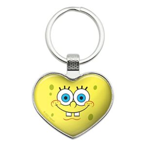 graphics & more spongebob smiling face keychain heart love metal key chain ring