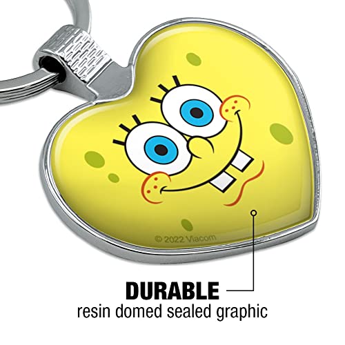 GRAPHICS & MORE SpongeBob Smiling Face Keychain Heart Love Metal Key Chain Ring