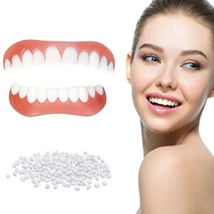 fake teeth, 2 pcs cosmetic teeth, comfort upper and lower jaw denture, protect your teeth, regain confident smile