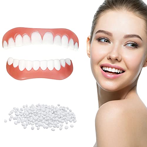 Fake Teeth, 2 Pcs Cosmetic Teeth, Comfort Upper and Lower jaw Denture, Protect Your Teeth, Regain Confident Smile