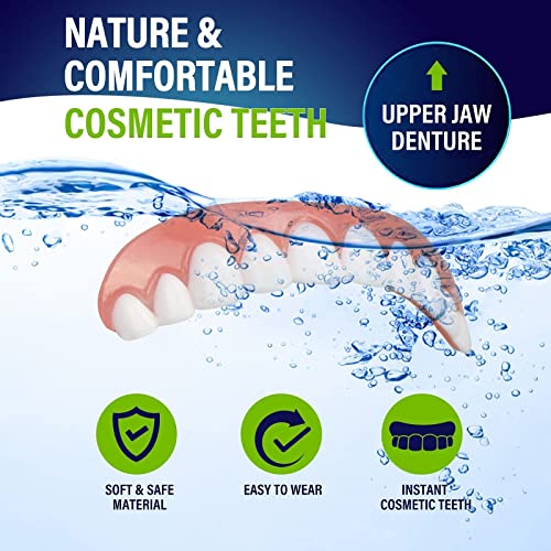 Fake Teeth, 2 Pcs Cosmetic Teeth, Comfort Upper and Lower jaw Denture, Protect Your Teeth, Regain Confident Smile