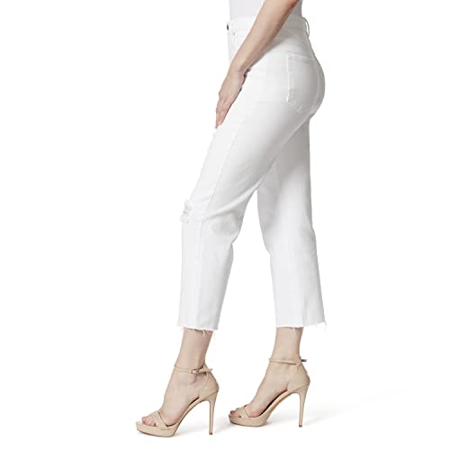 Jessica Simpson womens Spotlight High Rise Slim Straight Crop Jeans, White - Destruction, 27 US
