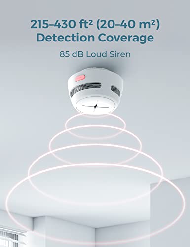 Smoke Detector 10-Year Battery with Test/Silence Button, AEGISLINK Fire Alarm with Photoelectric Sensor, Low Battery Warning, S500 (Independent, 1-Pack)