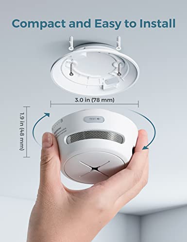 Smoke Detector 10-Year Battery with Test/Silence Button, AEGISLINK Fire Alarm with Photoelectric Sensor, Low Battery Warning, S500 (Independent, 1-Pack)