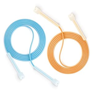 m sturdy life 2-pack light weight speed jump ropes for kids, easy to use and adjustable skipping rope, pvc tangle-free workout jump ropes crossfit equipment for athletes, men, women and teenagers (blue/orange)