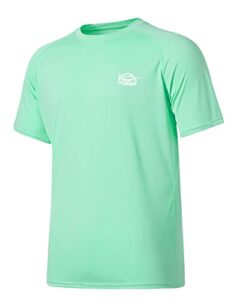 willit men's upf 50+ sun protection shirt rashguard swim shirt short sleeve spf quick dry fishing shirt light green 2xl