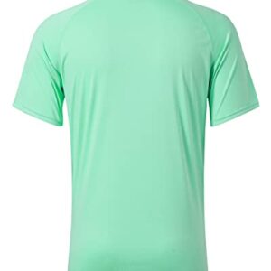 Willit Men's UPF 50+ Sun Protection Shirt Rashguard Swim Shirt Short Sleeve SPF Quick Dry Fishing Shirt Light Green 2XL