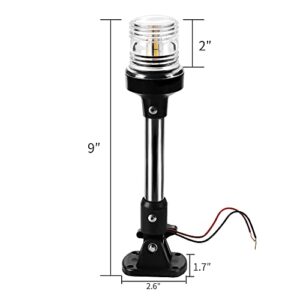 Anchor Light,White LED Stern Light for Boat 3 Nautical Mile Bimini Top Lights Fold Down Pontoon Light All Round 12~24V