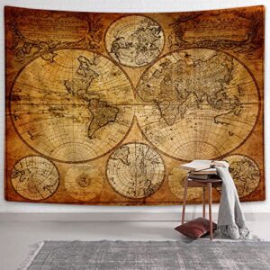 Moyrisou Old World Map Tapestry Wall Hanging for Guys, Vintage Pirate Map Wall Decor Nautical Map of the World Tapestries, Historical Atlas Retro Ocean Themed Posters Home Bedroom Decorations