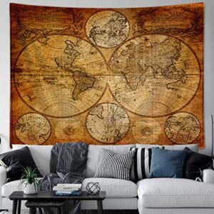 Moyrisou Old World Map Tapestry Wall Hanging for Guys, Vintage Pirate Map Wall Decor Nautical Map of the World Tapestries, Historical Atlas Retro Ocean Themed Posters Home Bedroom Decorations