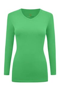 natural uniforms women's long sleeve v-neck t-shirt under scrub (light green, large)