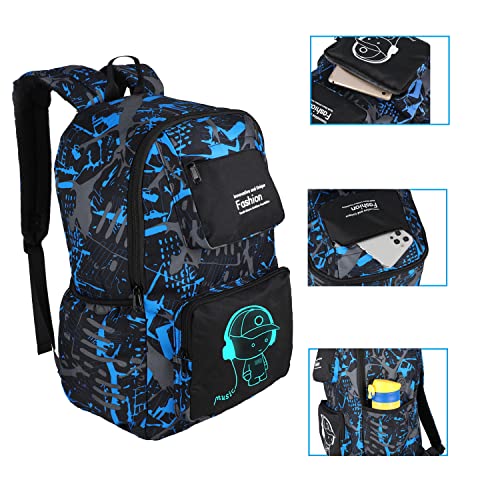 FLYMEI Cool Backpack with USB Charging Port, Anime Backpack for Teens 15.6 inch Laptop Backpack, Luminous Bookbags for Boys Durable Backpack for Elementary