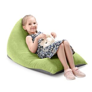 yuppielife stuffed animal storage bean bag chair cover for kids, zipper storage bean bag without filling, plush toys holder and organizer - premium corduroy 200l (bright green)