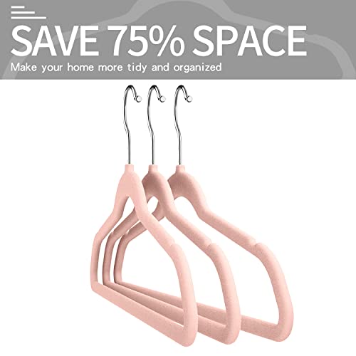 Velvet Clothes Hangers (50 Pack) Heavy Duty Durable Suit Hanger Vibrant Color Hangers Lightweight Space Saving Coat Hangers for Closet -Blush Pink