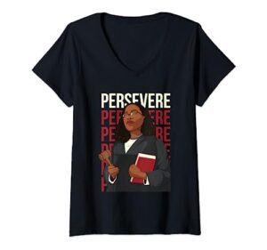 womens persevere ketanji brown jackson liberal feminist costume kbj v-neck t-shirt