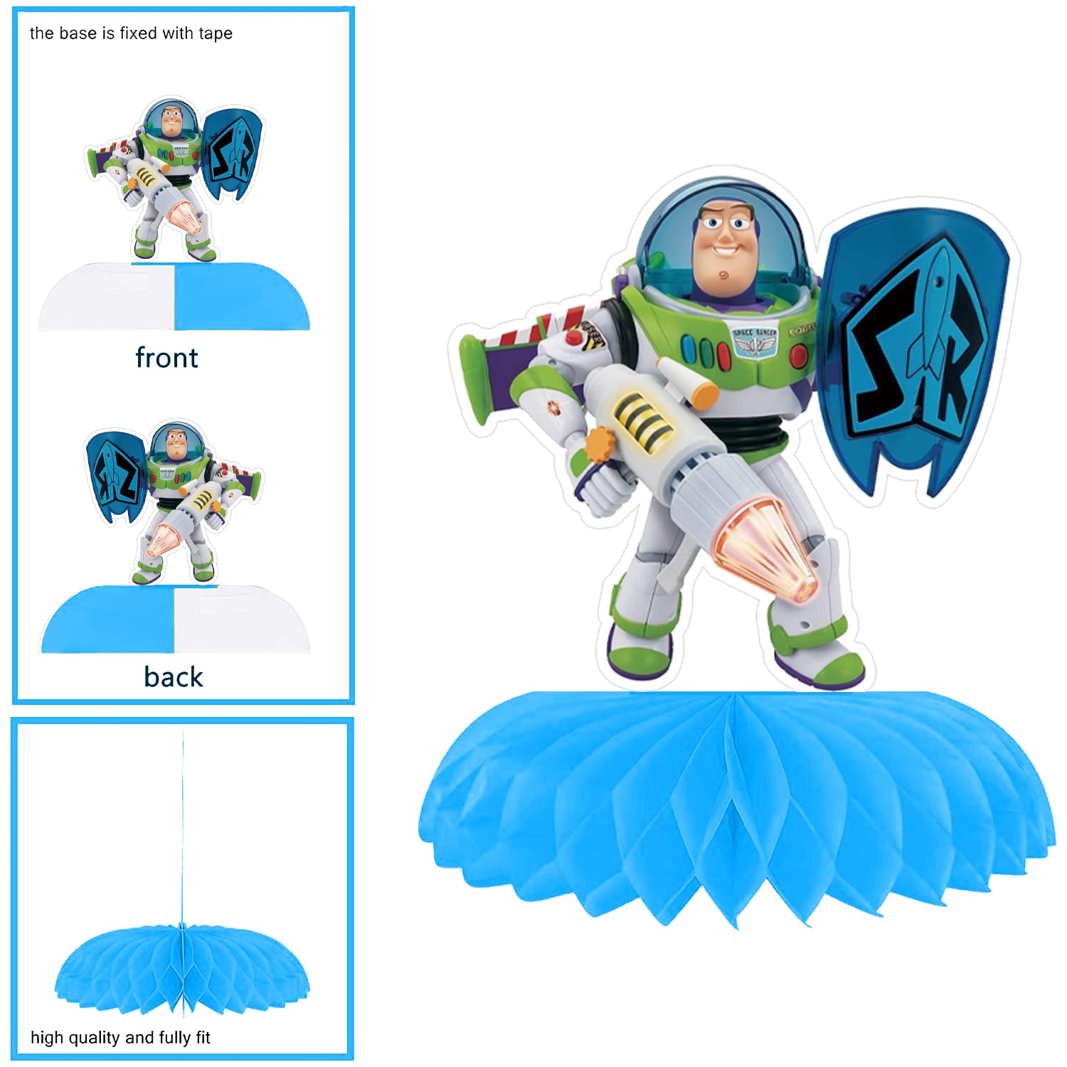 8pcs Buzz Lightyear Party Honeycomb Centerpiece Table Decorations Buzz Lightyear Theme Birthday Party Supplies