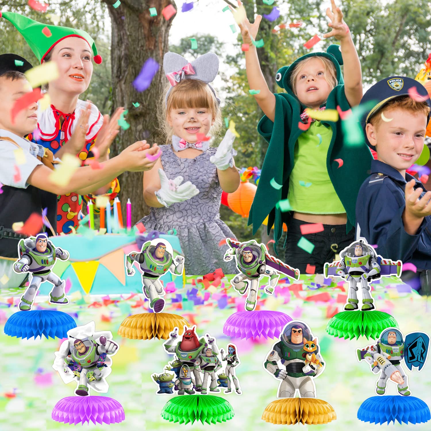 8pcs Buzz Lightyear Party Honeycomb Centerpiece Table Decorations Buzz Lightyear Theme Birthday Party Supplies