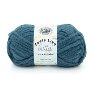 lion brand yarn feels like butta thick & quick super bulky yarn for knitting, 1 pack, orion blue