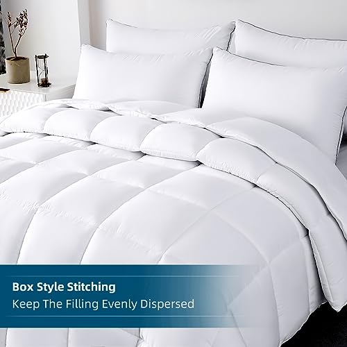 Soft Oversized King Comforter 120"x120"-Lightweight Down Alternative Comforter Duvet Insert with 8 Corner Tabs for All Season-Fluffy Breathable Microfiber Comforter(White, Oversized King)
