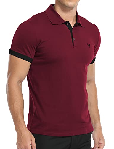 YTD Mens Classic Polo Shirt Short Sleeve Shirts Lightweight Casual Tops