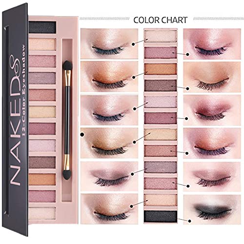 All In One Makeup Kit 12 Colors Naked Eyeshadow Palette, Makeup Brush, Buff Beige Foundation, Vibely Mascara, Liquid Lipstick, Makeup Sponge, Eyebrow Soap Kit, Winged Eyeliner Stamp, Makeup Sets for Women Full Kit (Set B)