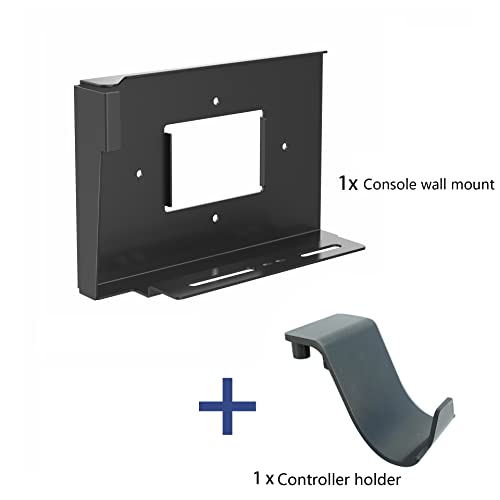 Monzlteck Wall Mount Holer for PS5(Disc and Digital)+Controller Holder,All Metal Vertical Hanging On Wall with Power Botton Left/Right