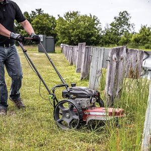 Earthquake Walk Behind String Mower With 160cc Viper 4-Cycle Engine, 22” Cutting Diameter, 14” Never-Go-Flat Wheels, Easy Assembly, Adjustable Handlebar, Model # 40314