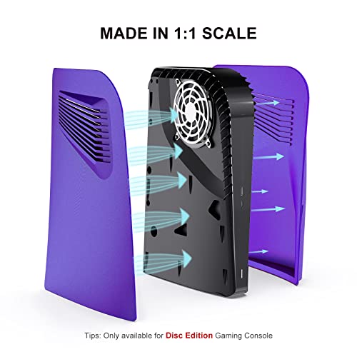 PS5 Plates for Disc Edition, innoAura PS5 Faceplate with Cooling Vents, Anti-Scratch Dustproof Protective PS5 Cover Plates, Premium ABS Replacement Shell for PS5 Disc Edition (Purple)