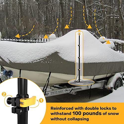 Boat Cover Support Poles Stand System Stable Base Height Adjustable Aluminum Boat Pontoon Cover Poles Post Marine Grade Aluminum Bimini Boat Tarps Winterization Cover Stand