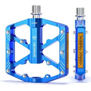 bike pedals 9/16 inch - bicycle pedals with reflectors - 3 sealed bearings mtb pedals wide platform pedals for mountain bike, bmx, road bike pedals (blue)