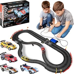 atlasonix slot car race track sets - slot cars, race tracks & accessories electric race car track, dual electric race track, electric race car track set for girls & boys age 8-12, 1:43 scale