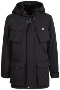 urban republic boys' winter jacket - shell parka coat with faux fur lined hood, size 10/12, jet black