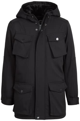 URBAN REPUBLIC Boys' Winter Jacket - Shell Parka Coat with Faux Fur Lined Hood, Size 10/12, Jet Black