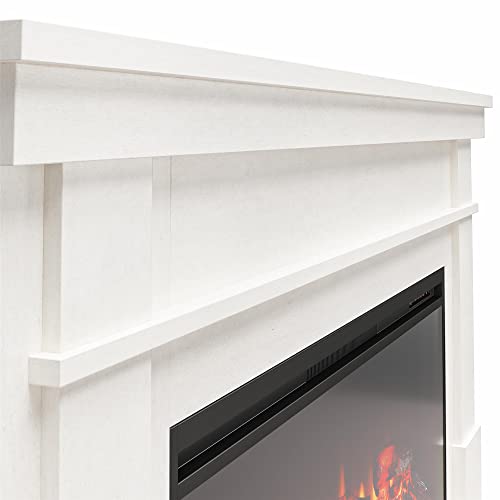 Ameriwood Home Elmcroft Wide Mantel with Linear Electric Fireplace, Plaster