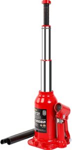 big red 4 ton (8,000 lbs) torin double ram welded hydraulic car bottle jack for auto repair and house lift, red, ath80402xr