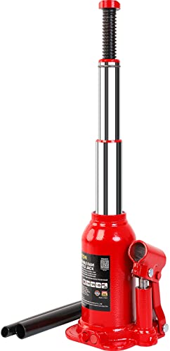 BIG RED 4 Ton (8,000 LBs) Torin Double Ram Welded Hydraulic Car Bottle Jack for Auto Repair and House Lift, Red, ATH80402XR