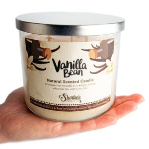 Vanilla Bean Highly Scented Natural 3 Wick Candle, Essential Fragrance Oils, 100% Soy, Phthalate & Paraben Free, Clean Burning, 14.5 Oz.