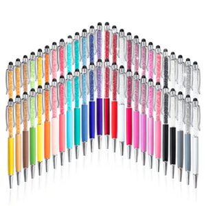 heytop 52 pieces crystal ballpoint pens crystal stylus pen pack, 2 in 1 slim bling glitter diamond ballpoint pen stylus capacitive writing pens for touch screens, school, office, various event gifts