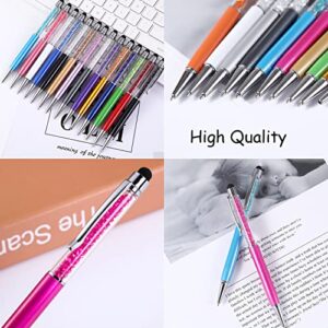 HEYTOP 52 Pieces Crystal Ballpoint Pens Crystal Stylus Pen Pack, 2 in 1 Slim Bling Glitter Diamond Ballpoint Pen Stylus Capacitive Writing Pens for Touch Screens, School, Office, Various Event Gifts