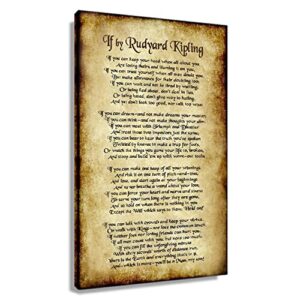 rudyard if poster modern poem framed motivational wall art print retro canvas inspirational quotes poster vertical picture for bedroom deco framed (12x18 inch)