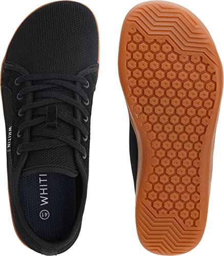 WHITIN Men's Fashion Barefoot Sneakers Zero Drop Sole Minimus Casual W81 Size 8W Minimalist Tennis Shoes Fashion Walking Workout Gym Black Gum 41