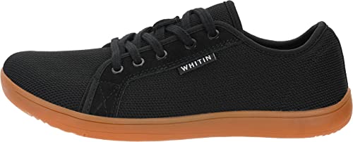 WHITIN Men's Fashion Barefoot Sneakers Zero Drop Sole Minimus Casual W81 Size 8W Minimalist Tennis Shoes Fashion Walking Workout Gym Black Gum 41