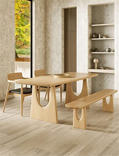 NIUYAO Solid Wood Dining Table Rectangle Modern in Nature with Double Pedestal Table Only for Dining Room Kitchen Leisure Table -71" L x 31.5" W x 29.5" H